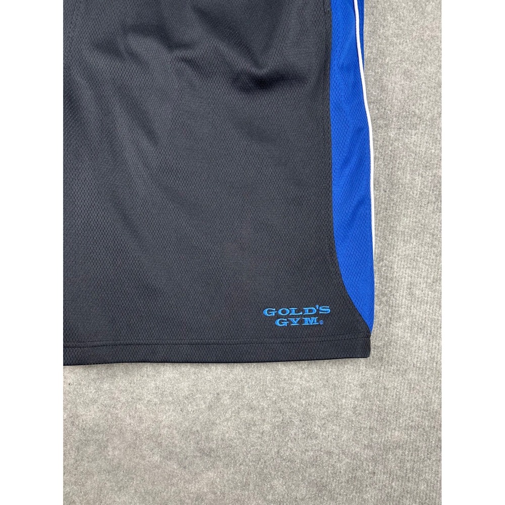 Gold's Gym Mesh Athletic Training Shorts 2XL Black Blue Drawstring Pockets - Picture 3 of 10